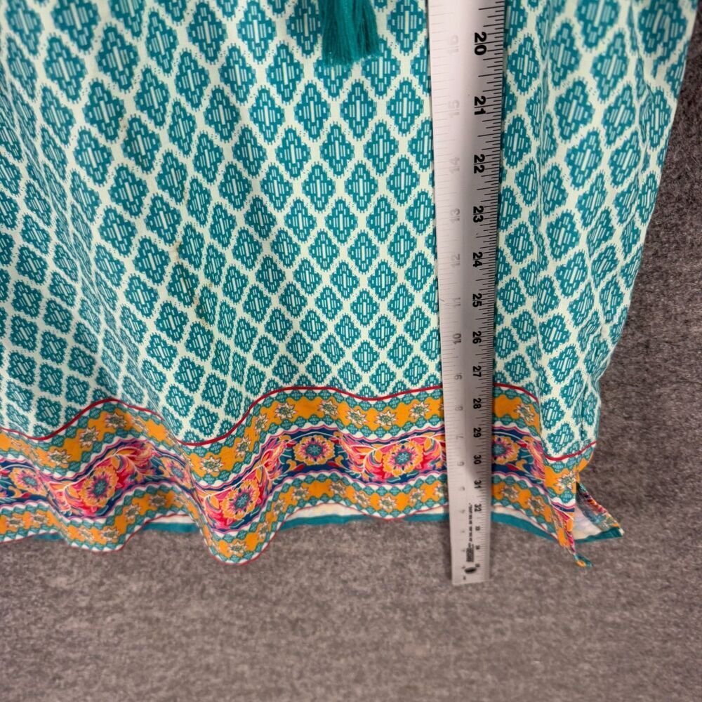 Urban CoCo Mini Dress Women M Medium Blue Geometric Short V-Neck Tasseled Casual - Picture 7 of 8